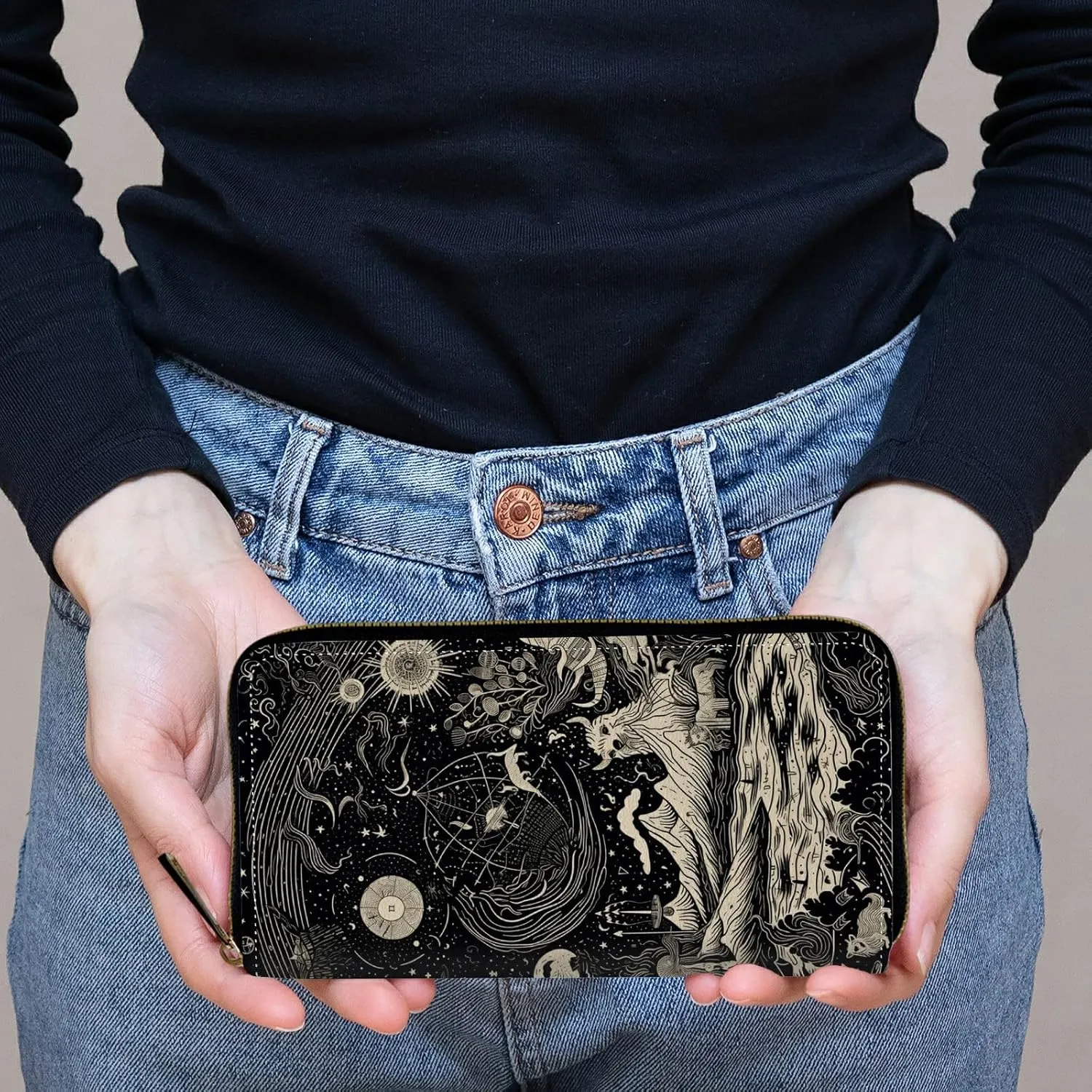 Women's Clutch Purse with Wrist Strap, Slim PU Leather Cell Phone Wallet Large Capacity