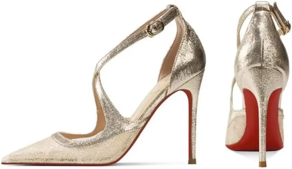 Women’S Cross-Tie Lace Mesh Hollow Stiletto Heels Fashion Modern Sandals Buckle Strap Closure For Wedding Or Dress Occasions