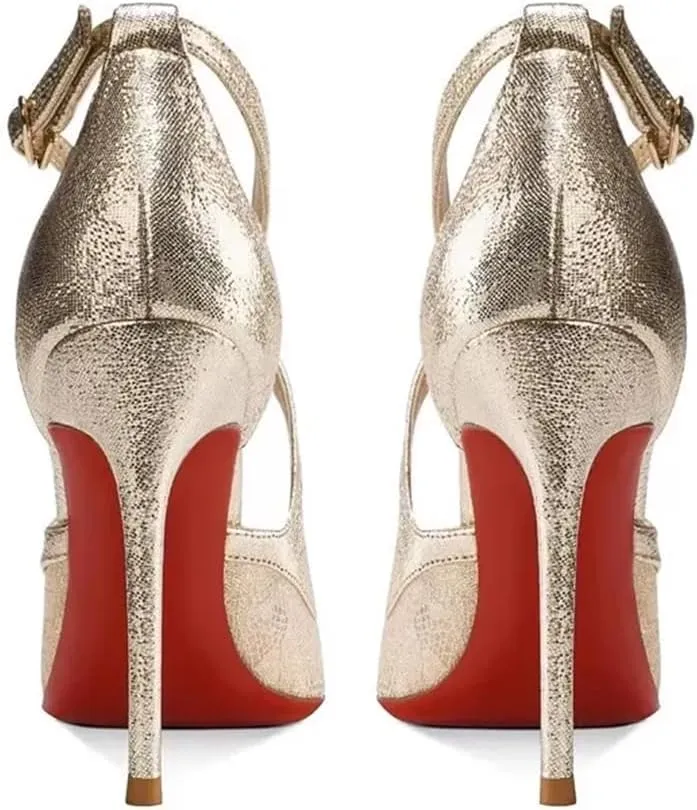 Women’S Cross-Tie Lace Mesh Hollow Stiletto Heels Fashion Modern Sandals Buckle Strap Closure For Wedding Or Dress Occasions