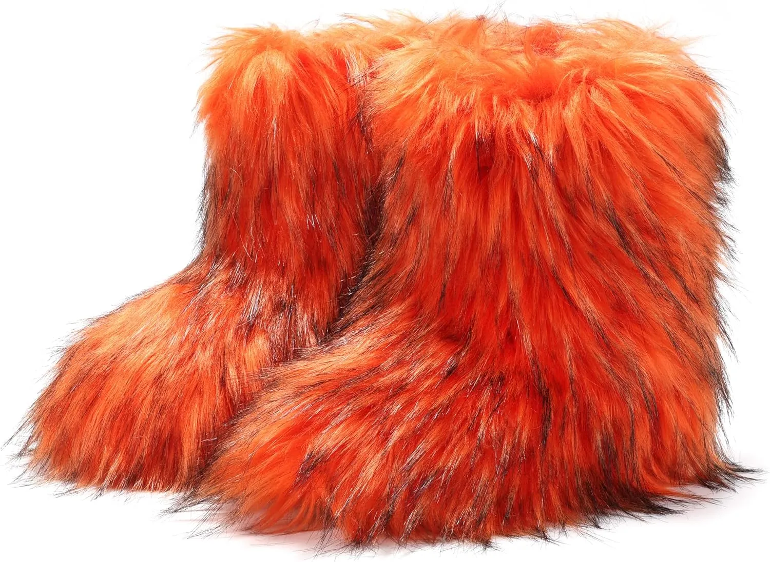 Women's Faux Fur Boots Furry Fuzzy Snow Boots Fluffy Winter Boot Warm Comfortable Mid-Calf Boot Outdoor Indoor Flat Shoes