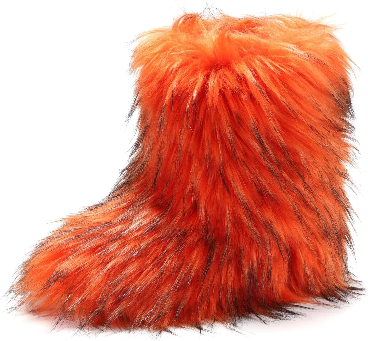 Women's Faux Fur Boots Furry Fuzzy Snow Boots Fluffy Winter Boot Warm Comfortable Mid-Calf Boot Outdoor Indoor Flat Shoes