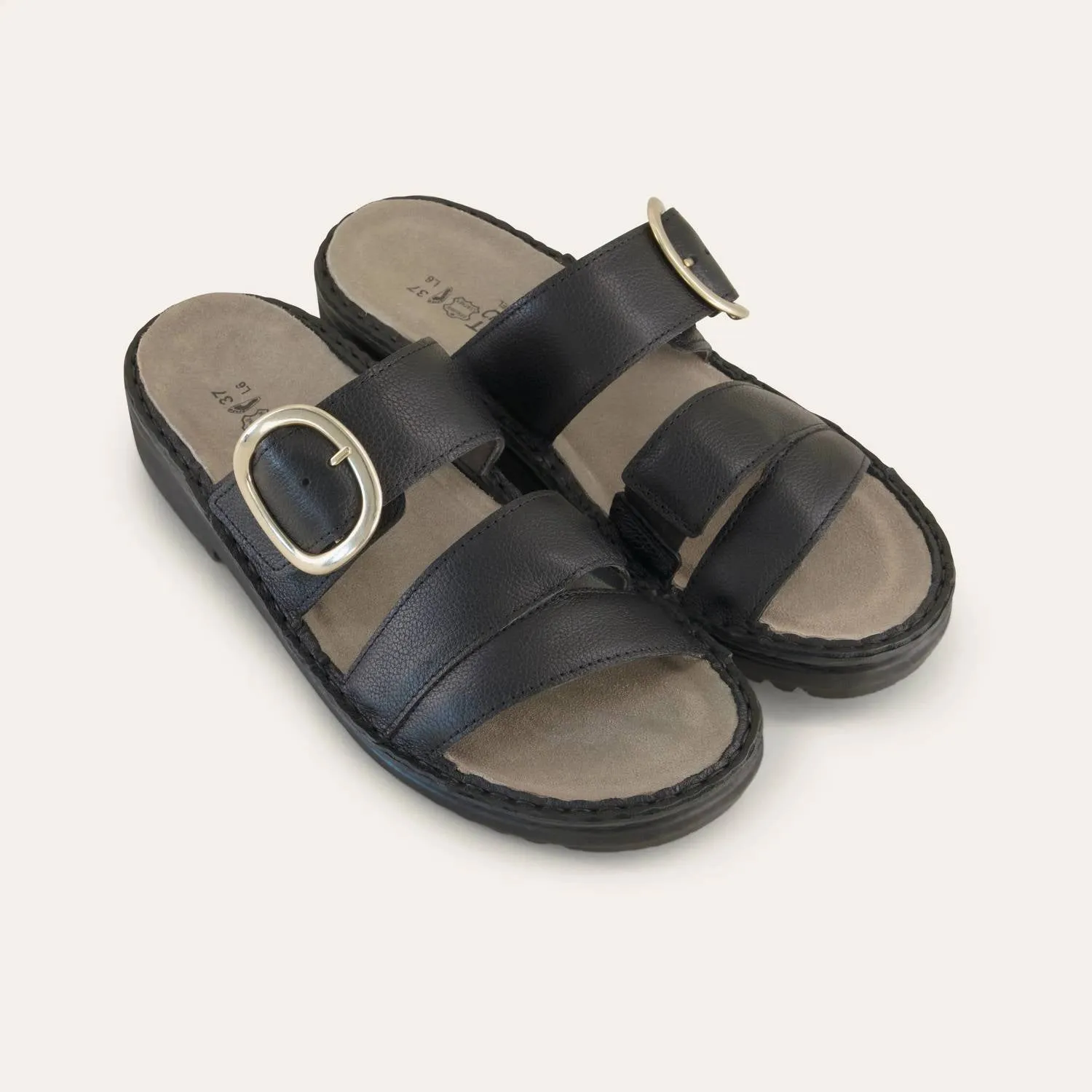 Women's Frey Sandals - Medium In Soft Black Leather