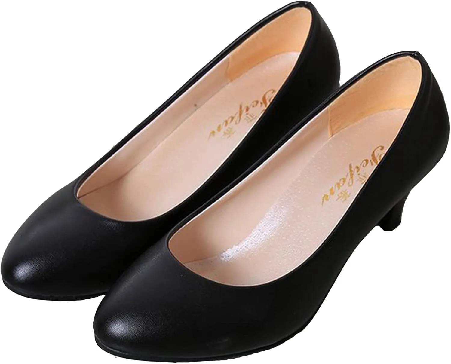 Womens Heels Pumps Shoes Bridal Dress Work Slip-on Wedding Party Low Heel Closed-Toe Shoes