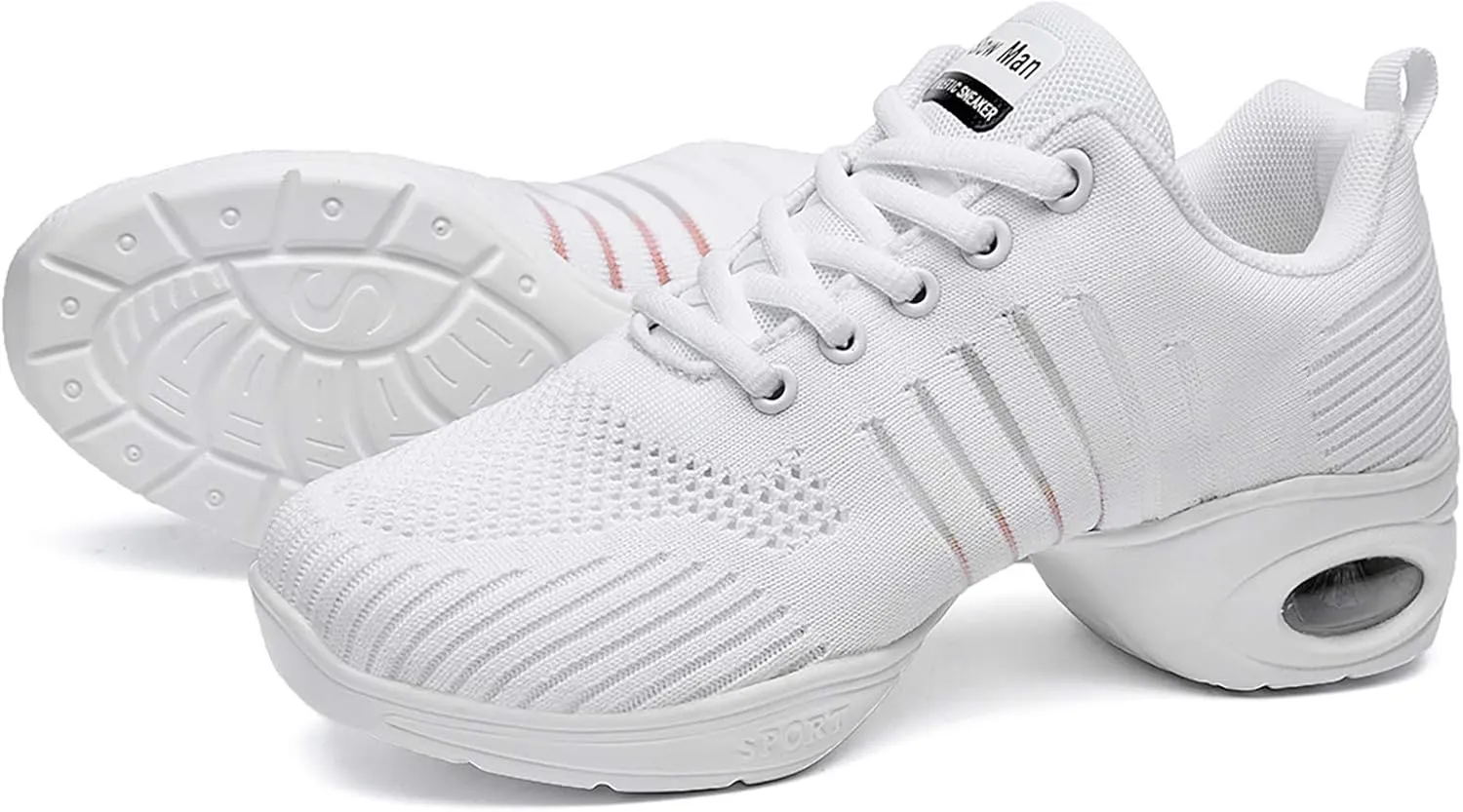 Women's Jazz Shoes Lace-up Sneakers - Breathable Air Cushion Lady Split Sole Athletic Walking Dance Shoes Platform