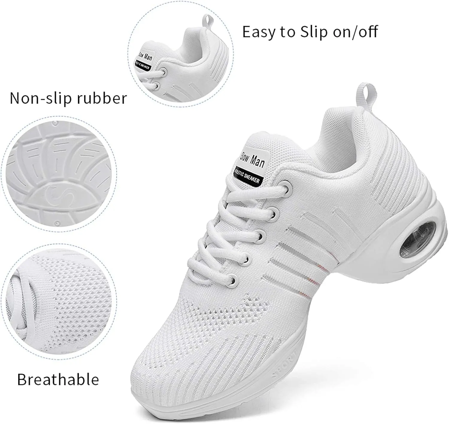Women's Jazz Shoes Lace-up Sneakers - Breathable Air Cushion Lady Split Sole Athletic Walking Dance Shoes Platform