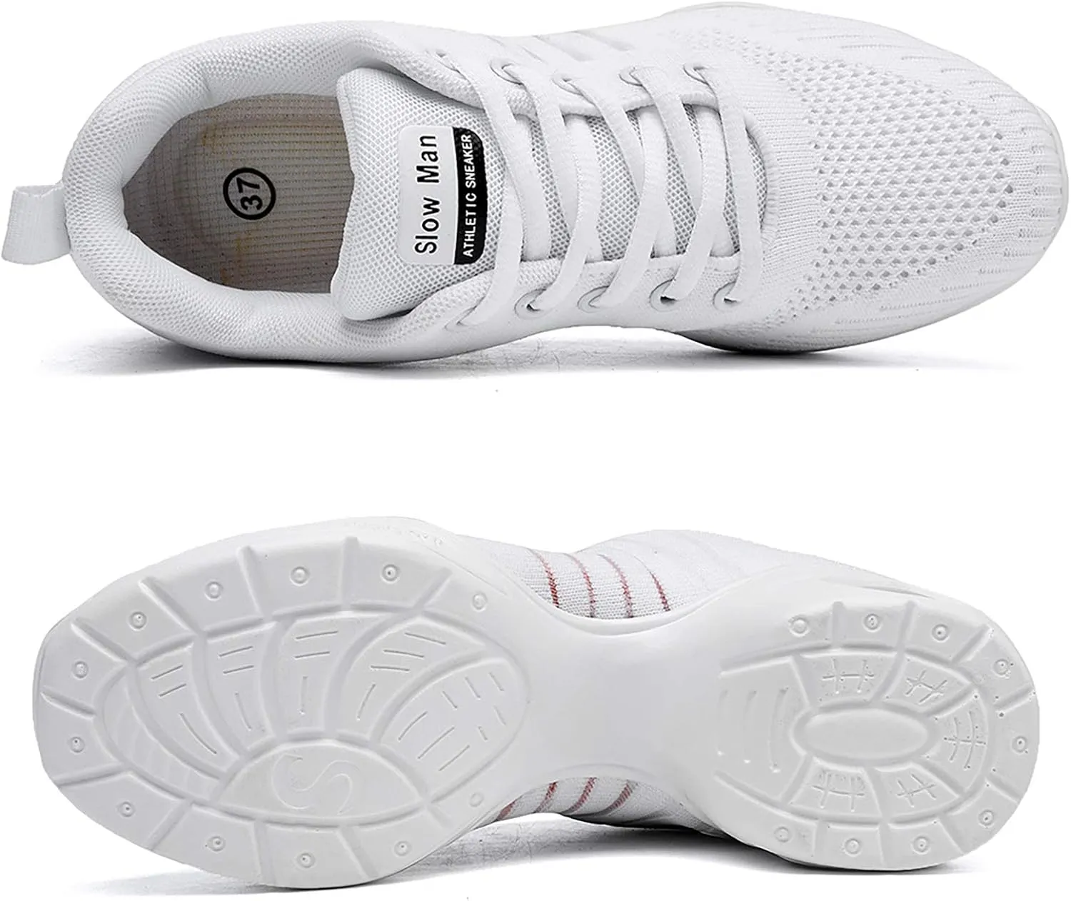 Women's Jazz Shoes Lace-up Sneakers - Breathable Air Cushion Lady Split Sole Athletic Walking Dance Shoes Platform