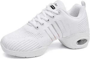 Women's Jazz Shoes Lace-up Sneakers - Breathable Air Cushion Lady Split Sole Athletic Walking Dance Shoes Platform