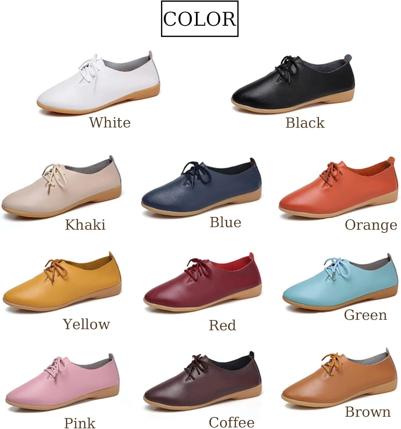 Women's Leather Lace Up Flats Pointed Loafers,Fashion Soft Bottom Low Lightweight Comfort Slip-On Business Formal Work Dress Walking Oxfords Sneakers