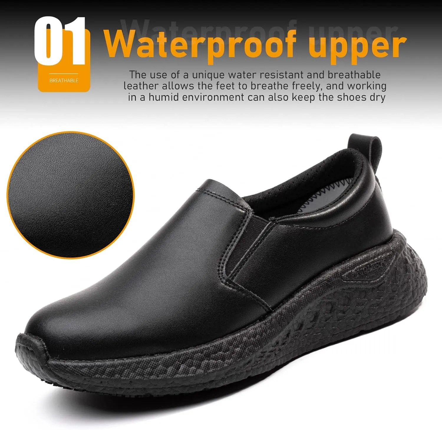 Women's Non-Slip Work Shoes Suitable for Catering Staff, Crew, Medical Staff, Waterproof, Lightweight and Comfortable