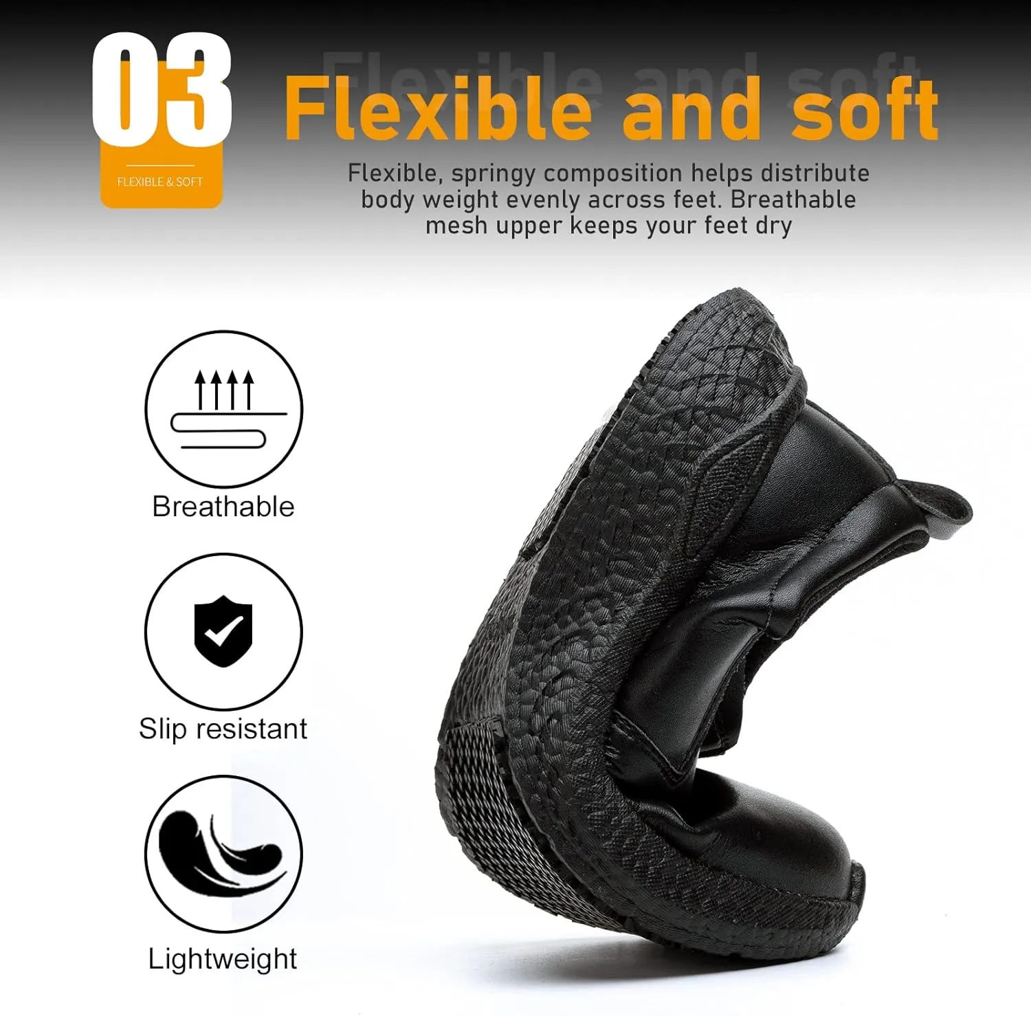 Women's Non-Slip Work Shoes Suitable for Catering Staff, Crew, Medical Staff, Waterproof, Lightweight and Comfortable