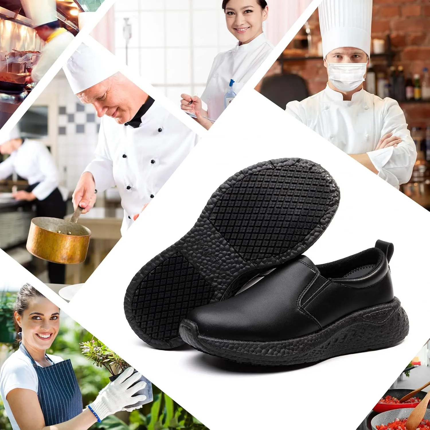 Women's Non-Slip Work Shoes Suitable for Catering Staff, Crew, Medical Staff, Waterproof, Lightweight and Comfortable