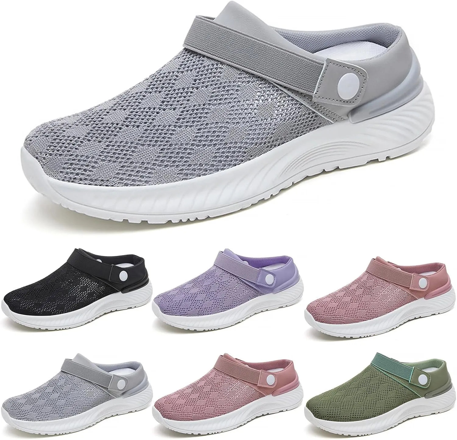 Women's Orthopedic Shoes Summer Breathable Mesh Slippers Lightweight Non Slip Gym Workout Running Shoes Comfortable Arch Support Mules Slip On Walking Clogs with Plantar Fasciitis Soles