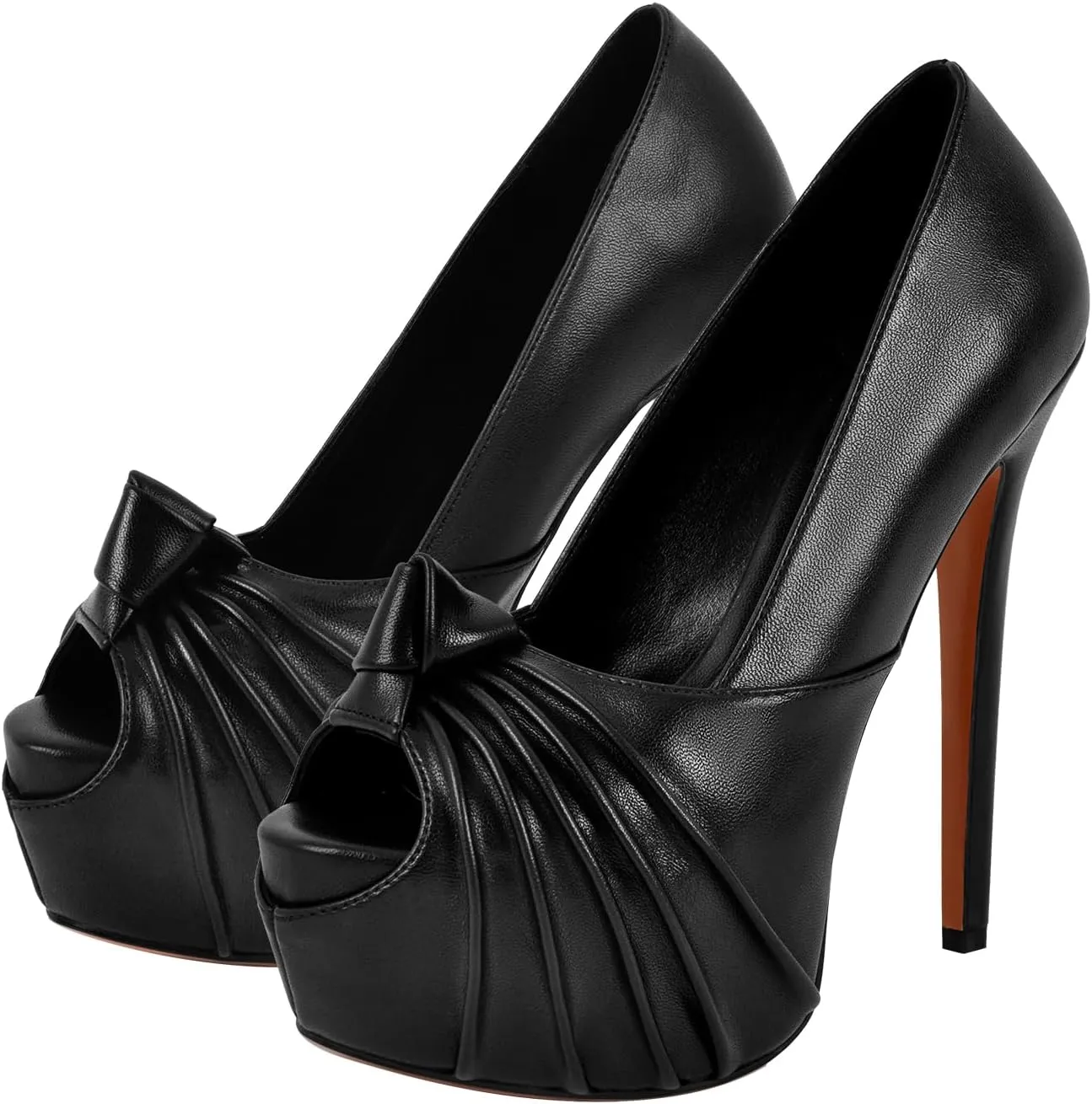 Women's Platform Pumps Shoes Slip On Stilettos PU High Heels