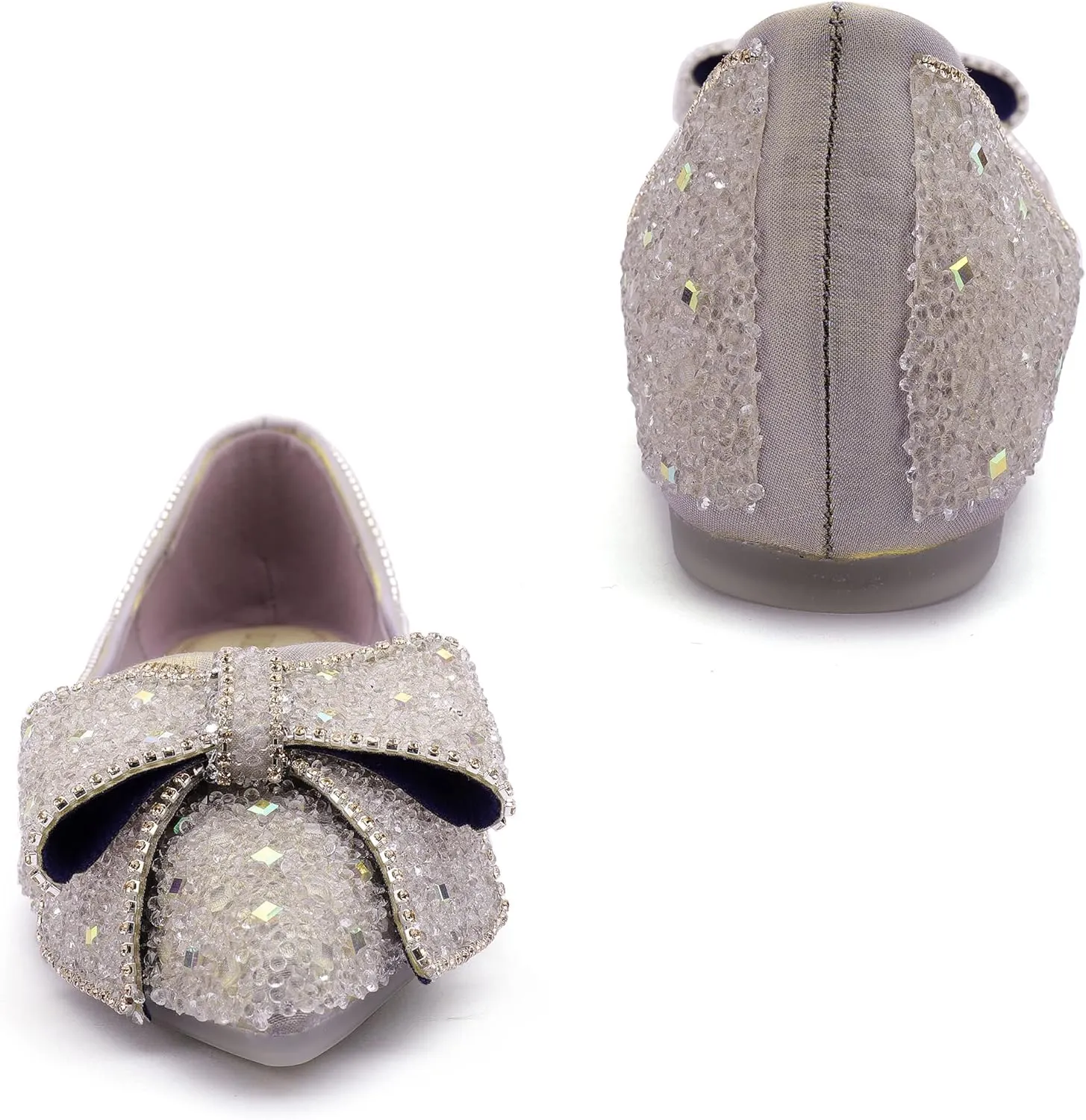Women's Pointed Rhinestone Flat Shoes Glitter Flowers Wedding Comfortable Dress Shoes
