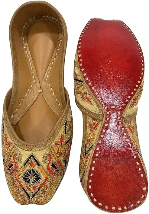 Women's Punjabi Jutti for Ethnic Shoes Soft Mojari Traditional Indian Jooti Leather Sandles Handmade Juti