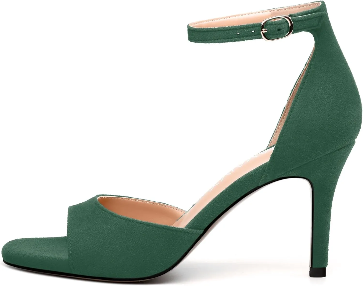 Women's Sandals, High Stilettos Open Square Toe, Ankle Strap Solid Fashion Dress Shoes, Wedding Party Working Heeled Sandals