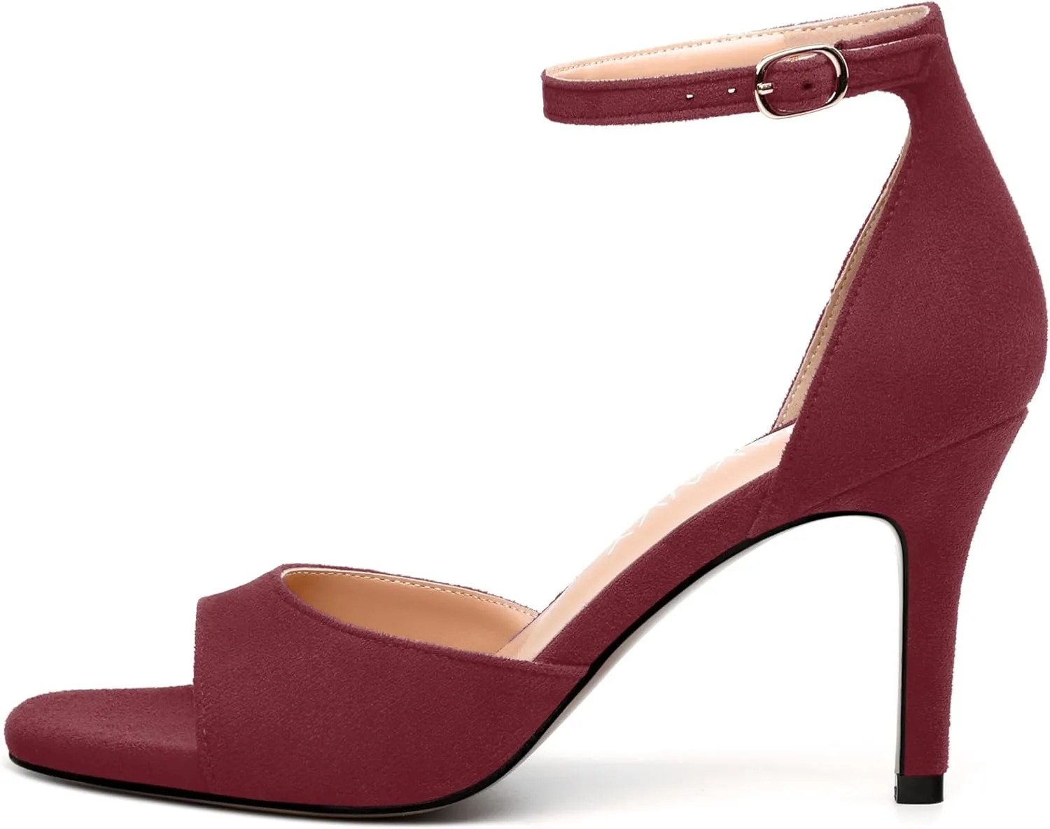 Women's Sandals, High Stilettos Open Square Toe, Ankle Strap Solid Fashion Dress Shoes, Wedding Party Working Heeled Sandals