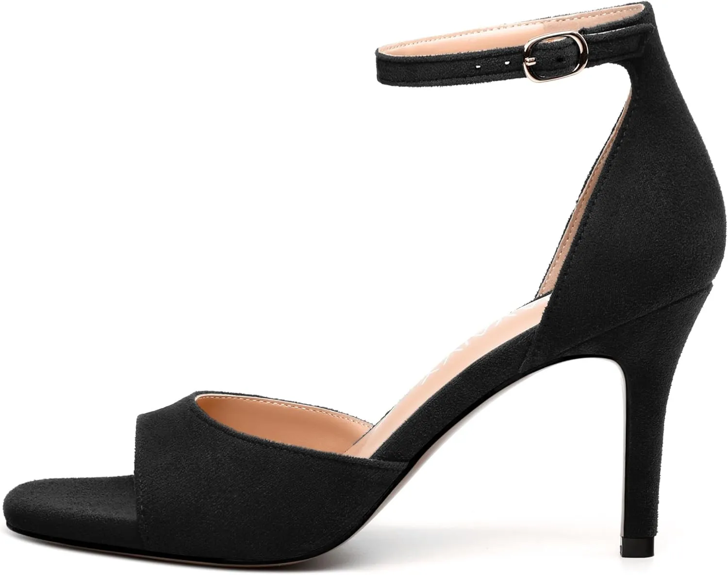 Women's Sandals, High Stilettos Open Square Toe, Ankle Strap Solid Fashion Dress Shoes, Wedding Party Working Heeled Sandals