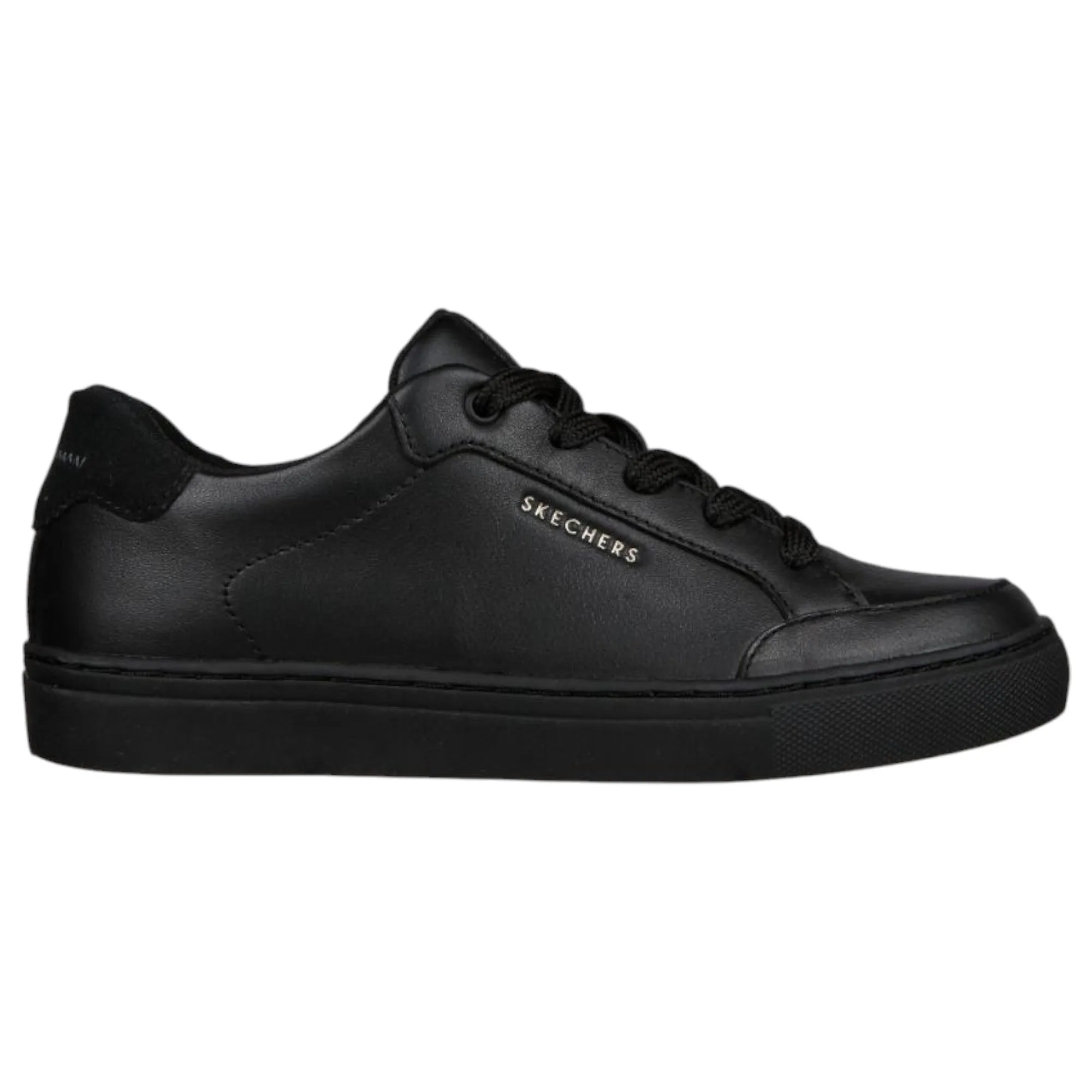 Womens Skechers Side Street Black/Black Lace Up Sneaker Shoes