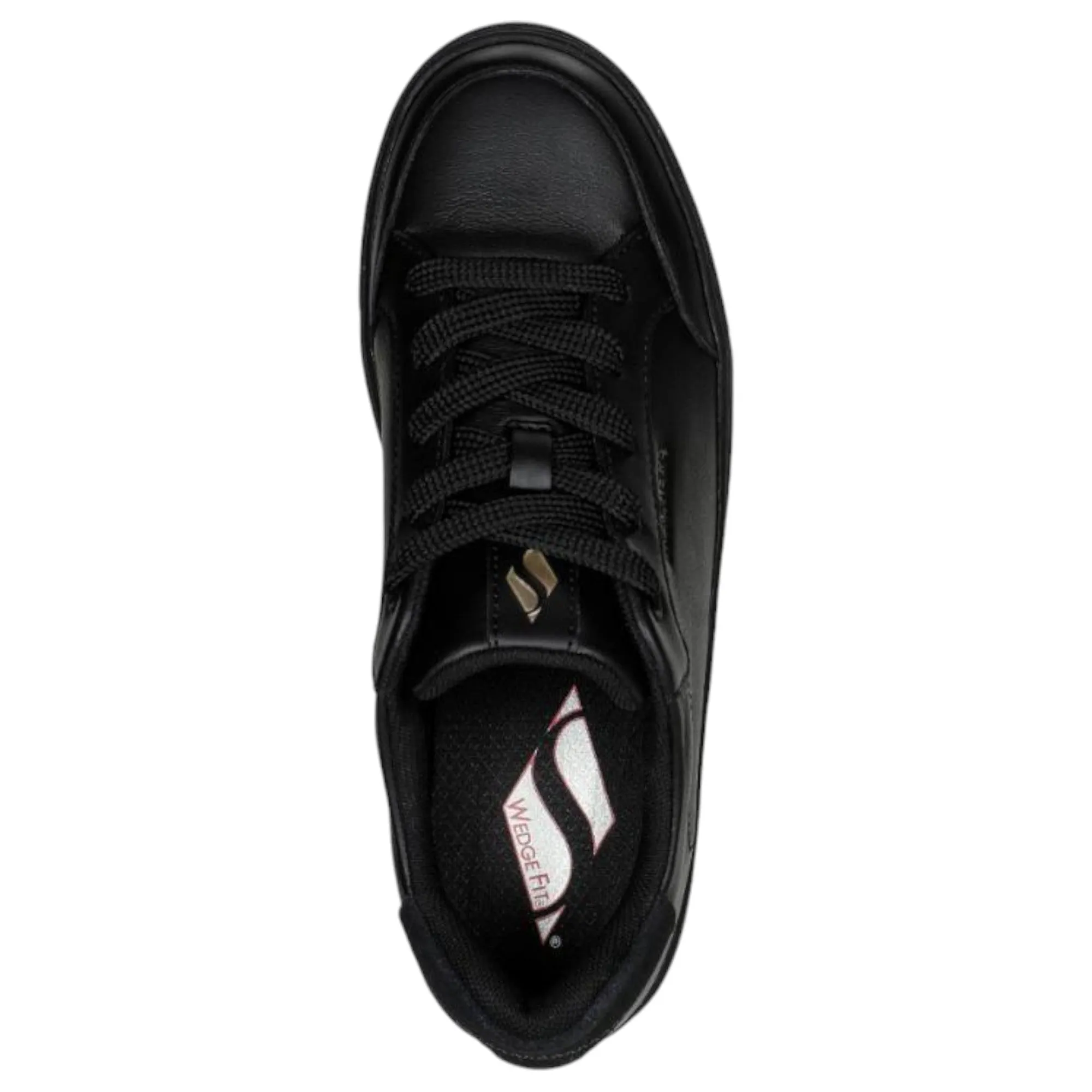Womens Skechers Side Street Black/Black Lace Up Sneaker Shoes