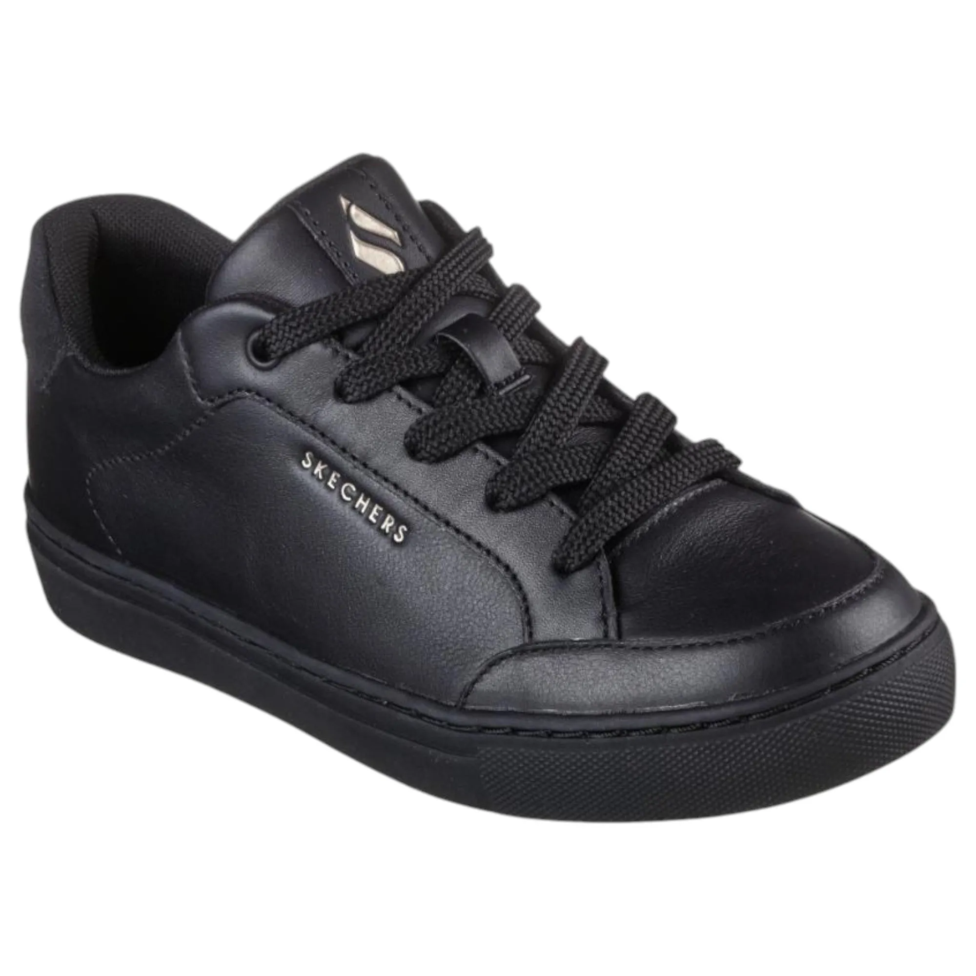 Womens Skechers Side Street Black/Black Lace Up Sneaker Shoes
