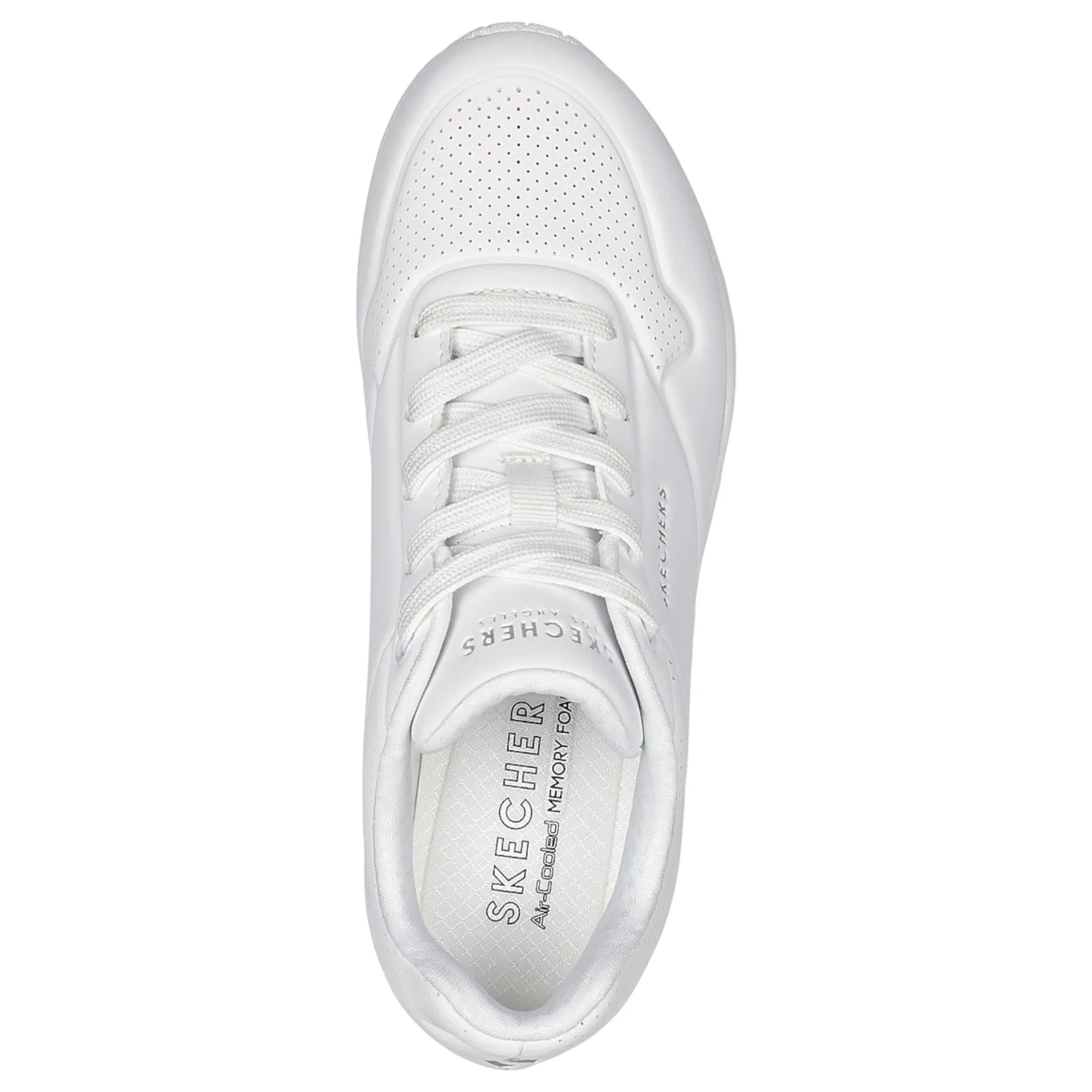 Womens Skechers Uno - Stand On Air White Lace Up Sneaker Shoes