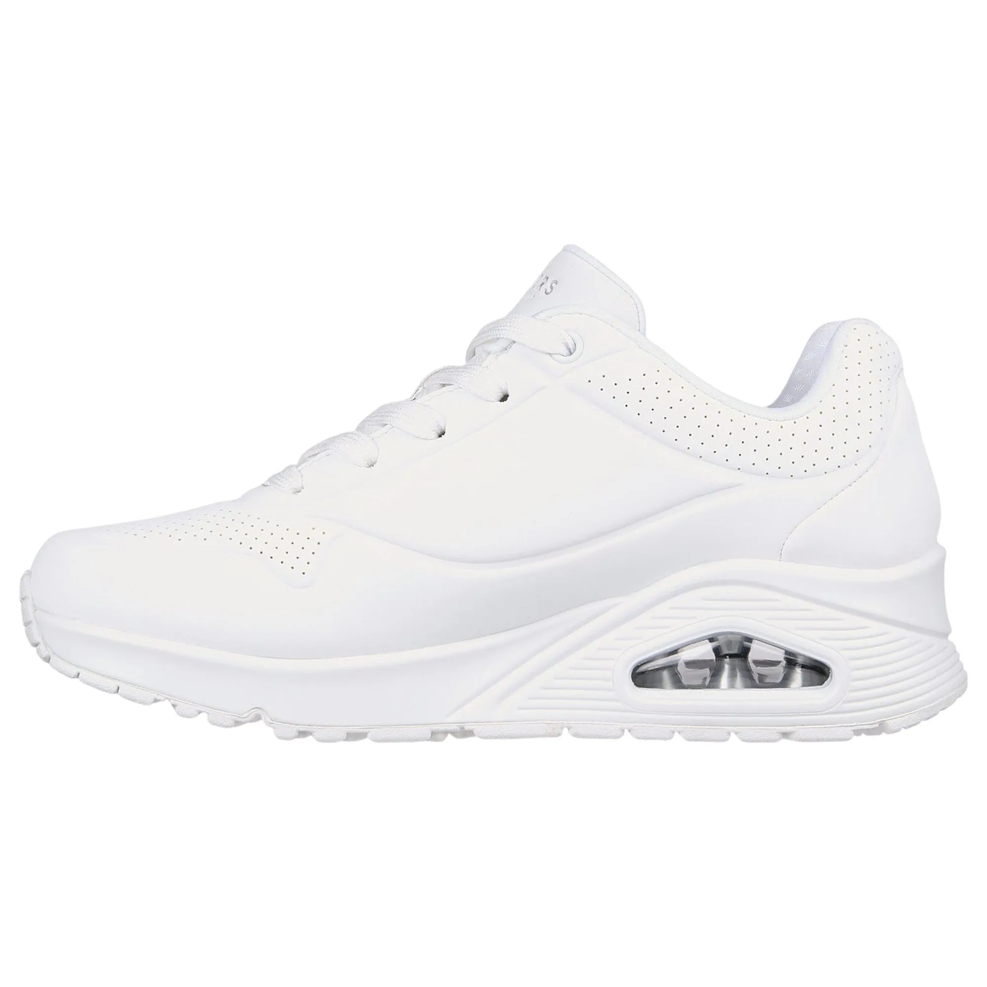 Womens Skechers Uno - Stand On Air White Lace Up Sneaker Shoes