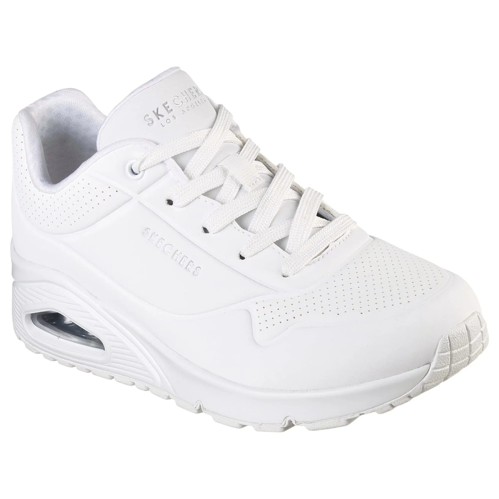 Womens Skechers Uno - Stand On Air White Lace Up Sneaker Shoes