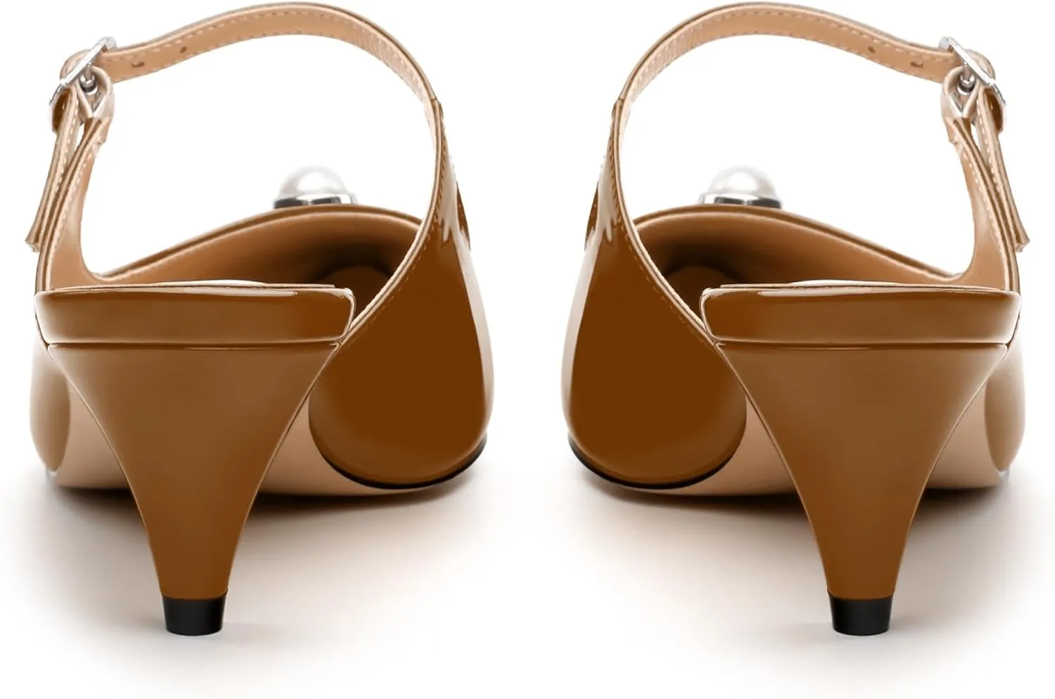 Women's Slide Sandals, Backstrap Buckle Low Kitten Heels, Two Toned Patchwork Pointed Toe, Fashion Party Daily Dress Shoes for Women