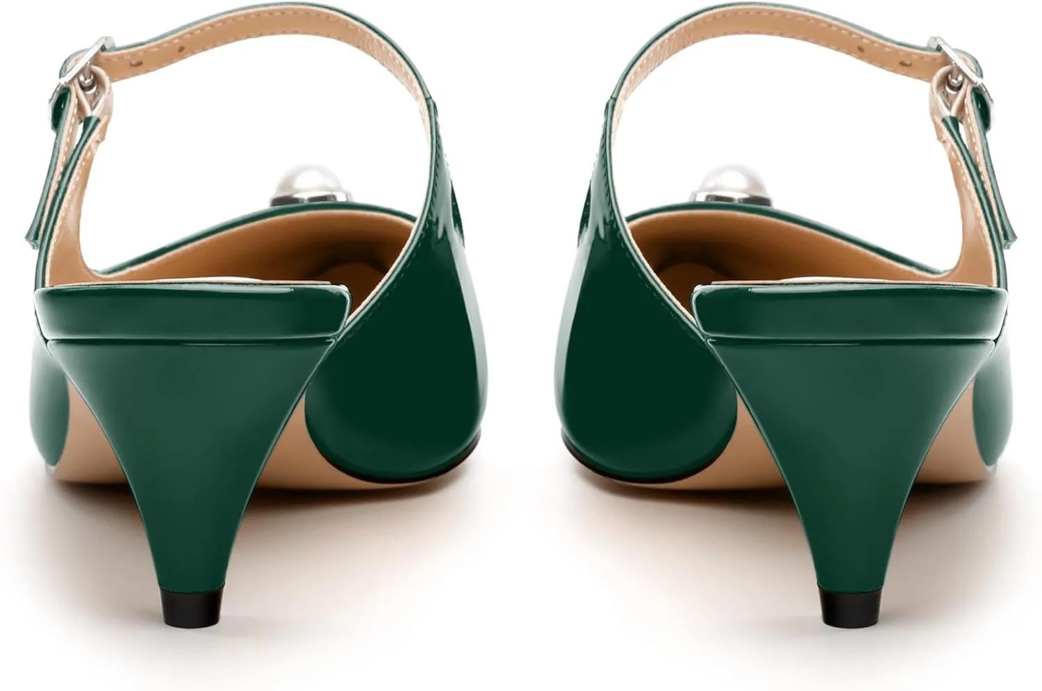 Women's Slide Sandals, Backstrap Buckle Low Kitten Heels, Two Toned Patchwork Pointed Toe, Fashion Party Daily Dress Shoes for Women