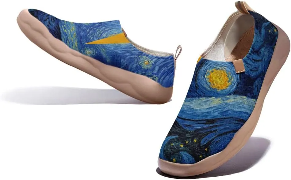 Women's Slip-on Casual Loafers, Fashionable Painted Travel Shoes/Starry Sky Series
