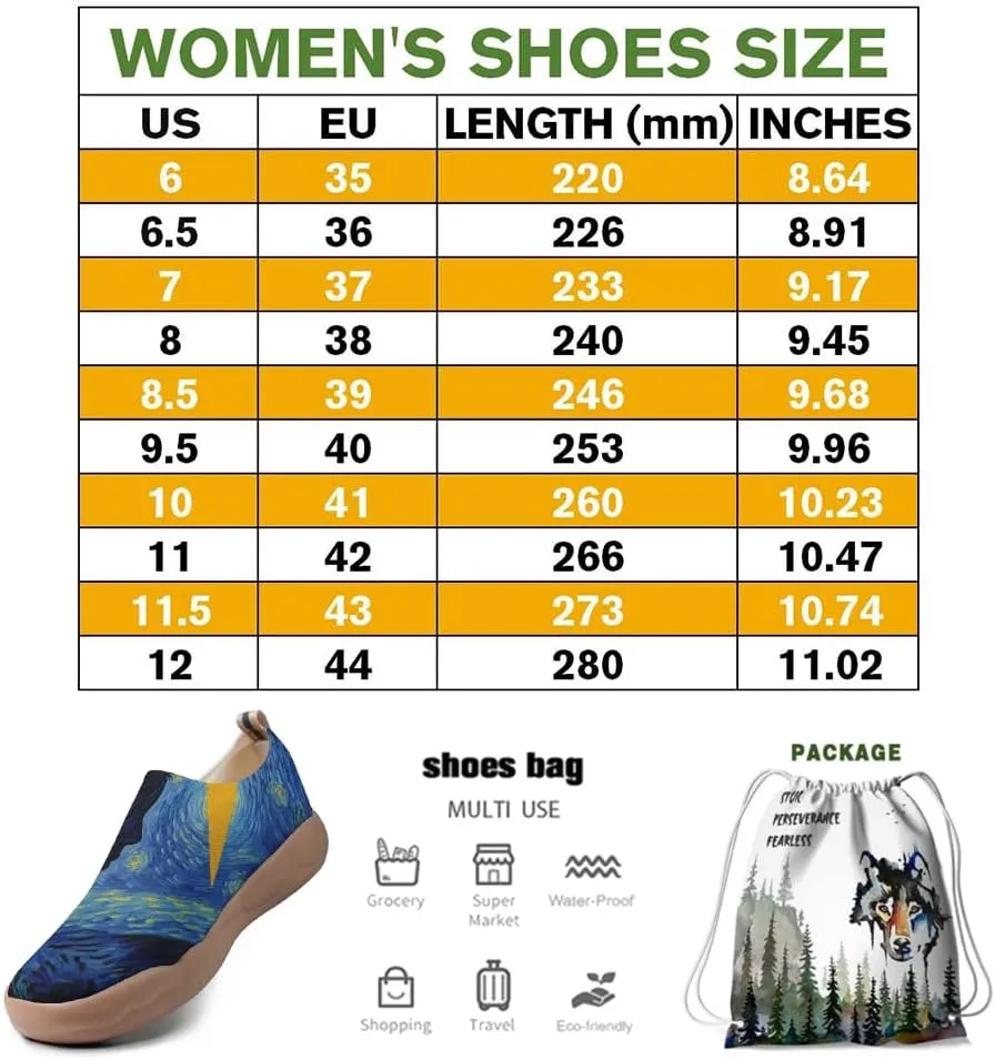 Women's Slip-on Casual Loafers, Fashionable Painted Travel Shoes/Starry Sky Series
