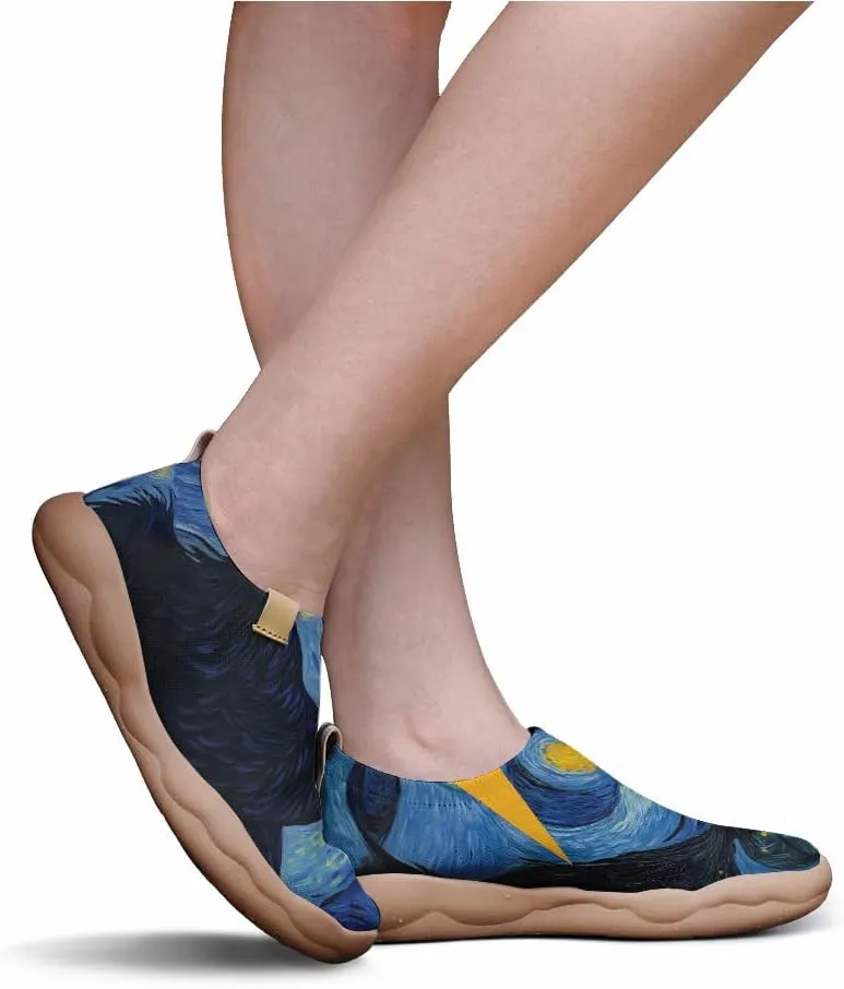 Women's Slip-on Casual Loafers, Fashionable Painted Travel Shoes/Starry Sky Series