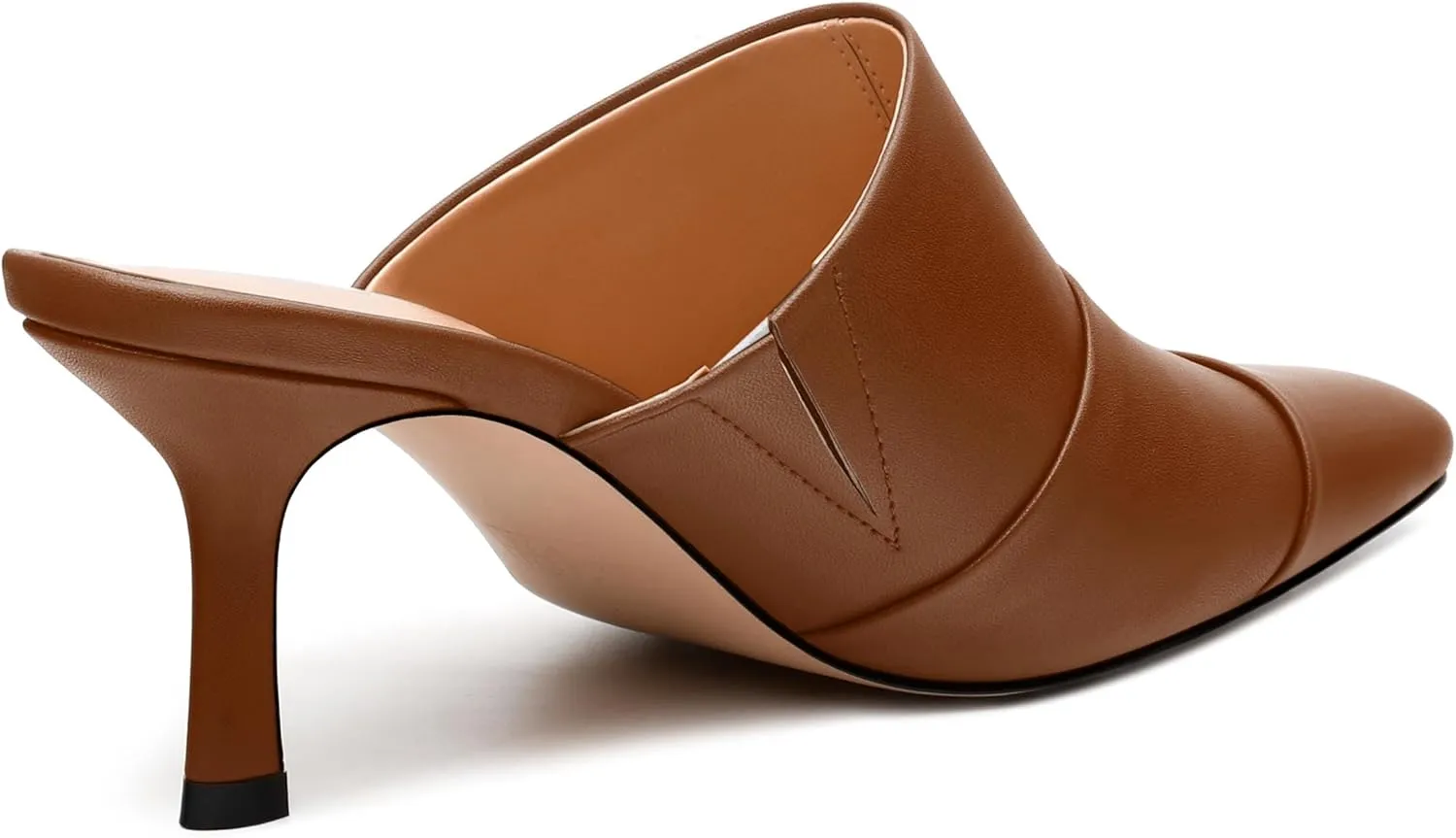 Women's Square Closed Toe Heeled Sandals, Ruched Mid Stiletto Heels, Fashion Comfort Daily Working Party Slide Sandals for Women