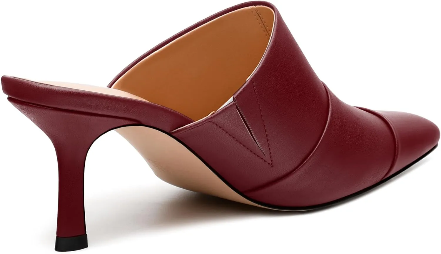 Women's Square Closed Toe Heeled Sandals, Ruched Mid Stiletto Heels, Fashion Comfort Daily Working Party Slide Sandals for Women
