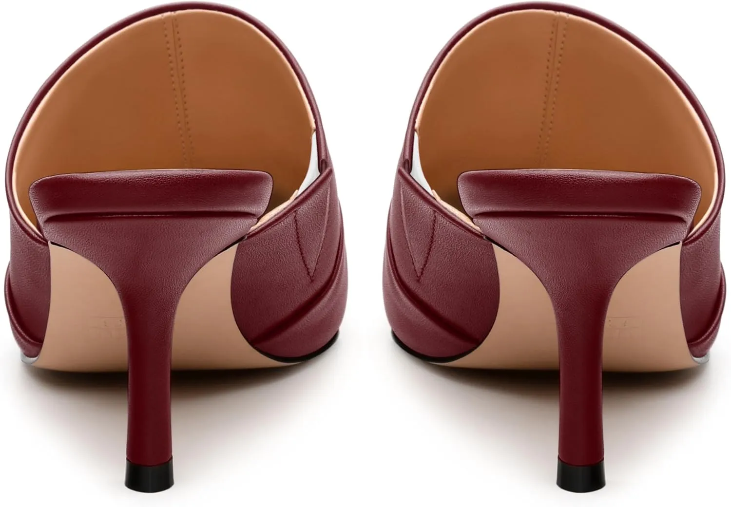 Women's Square Closed Toe Heeled Sandals, Ruched Mid Stiletto Heels, Fashion Comfort Daily Working Party Slide Sandals for Women