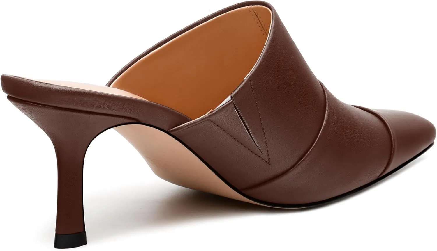 Women's Square Closed Toe Heeled Sandals, Ruched Mid Stiletto Heels, Fashion Comfort Daily Working Party Slide Sandals for Women
