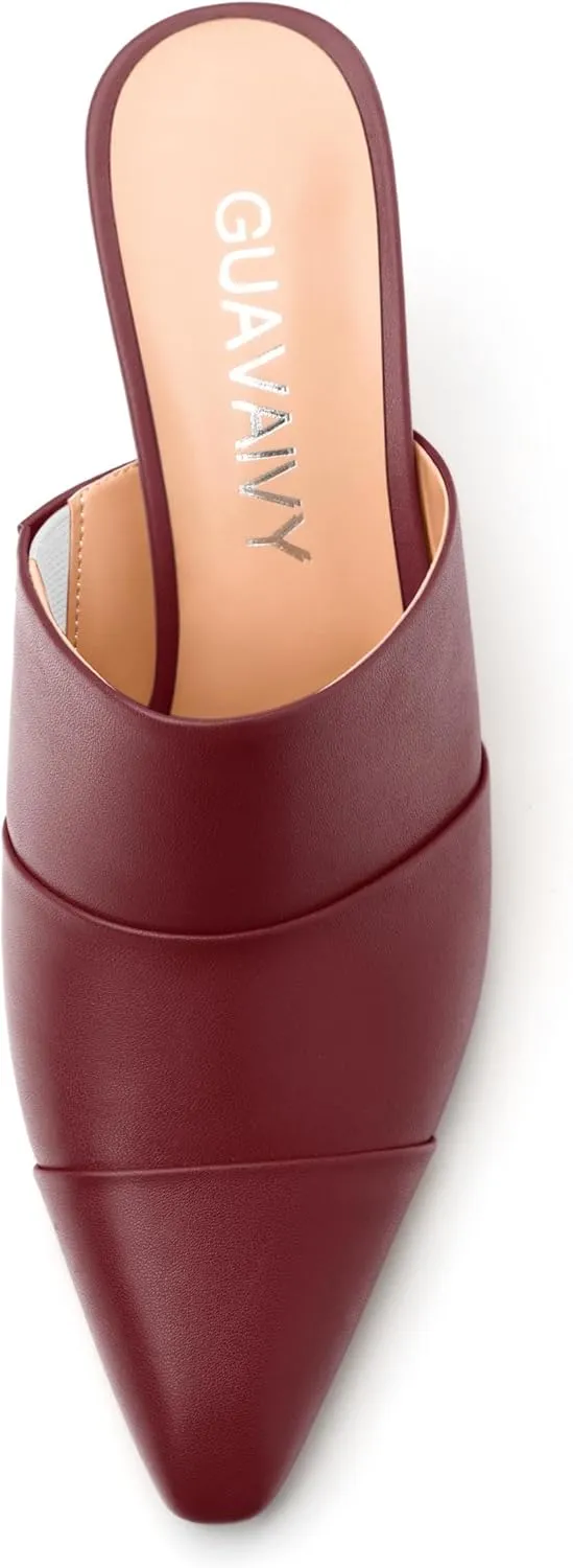 Women's Square Closed Toe Heeled Sandals, Ruched Mid Stiletto Heels, Fashion Comfort Daily Working Party Slide Sandals for Women