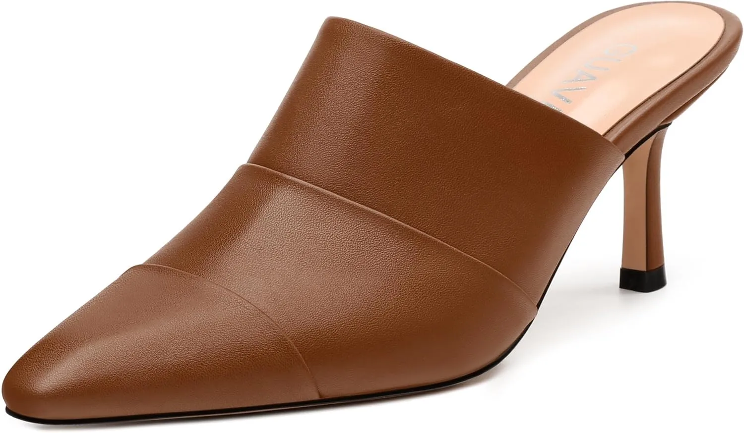 Women's Square Closed Toe Heeled Sandals, Ruched Mid Stiletto Heels, Fashion Comfort Daily Working Party Slide Sandals for Women