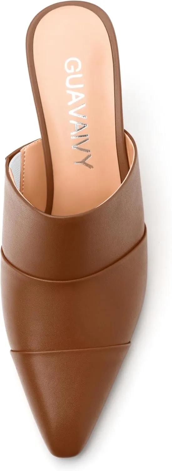 Women's Square Closed Toe Heeled Sandals, Ruched Mid Stiletto Heels, Fashion Comfort Daily Working Party Slide Sandals for Women