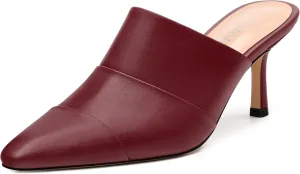 Women's Square Closed Toe Heeled Sandals, Ruched Mid Stiletto Heels, Fashion Comfort Daily Working Party Slide Sandals for Women