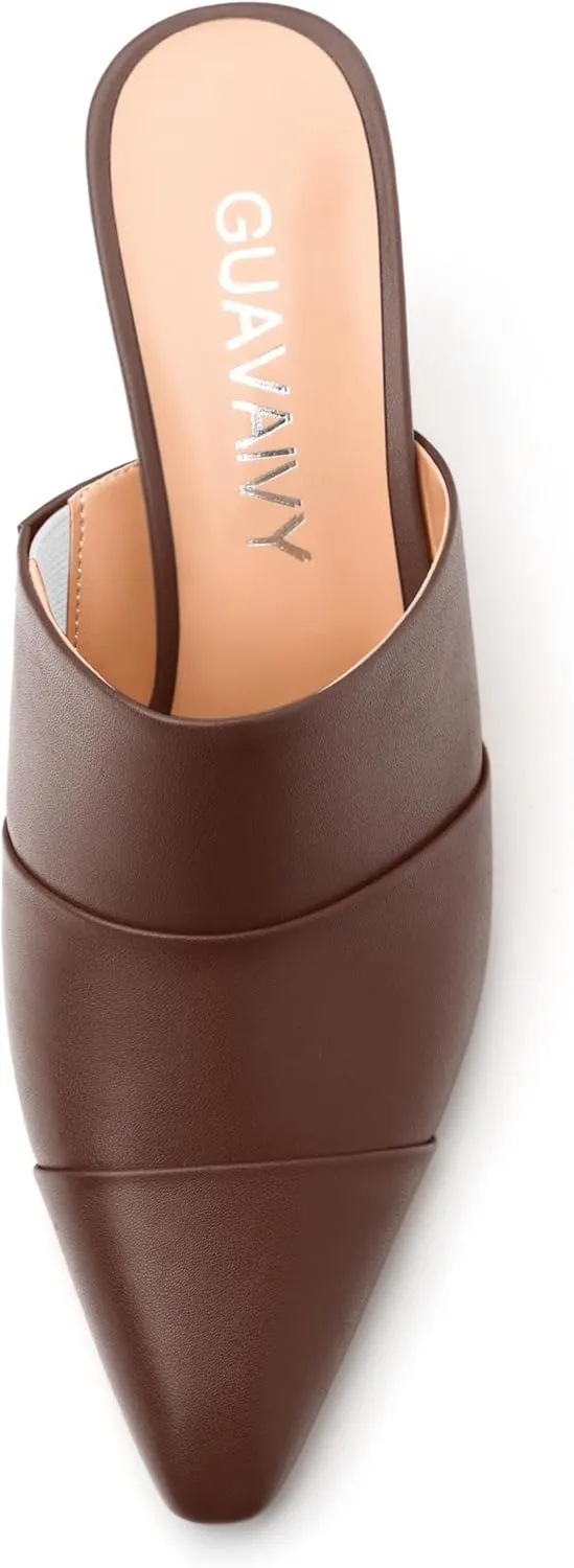 Women's Square Closed Toe Heeled Sandals, Ruched Mid Stiletto Heels, Fashion Comfort Daily Working Party Slide Sandals for Women
