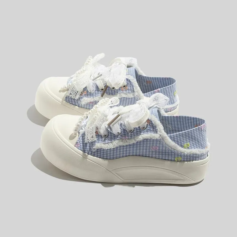 Women's Summer Plaid Canvas Shoes Fashion Casual