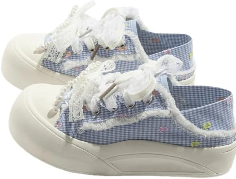 Women's Summer Plaid Canvas Shoes Fashion Casual