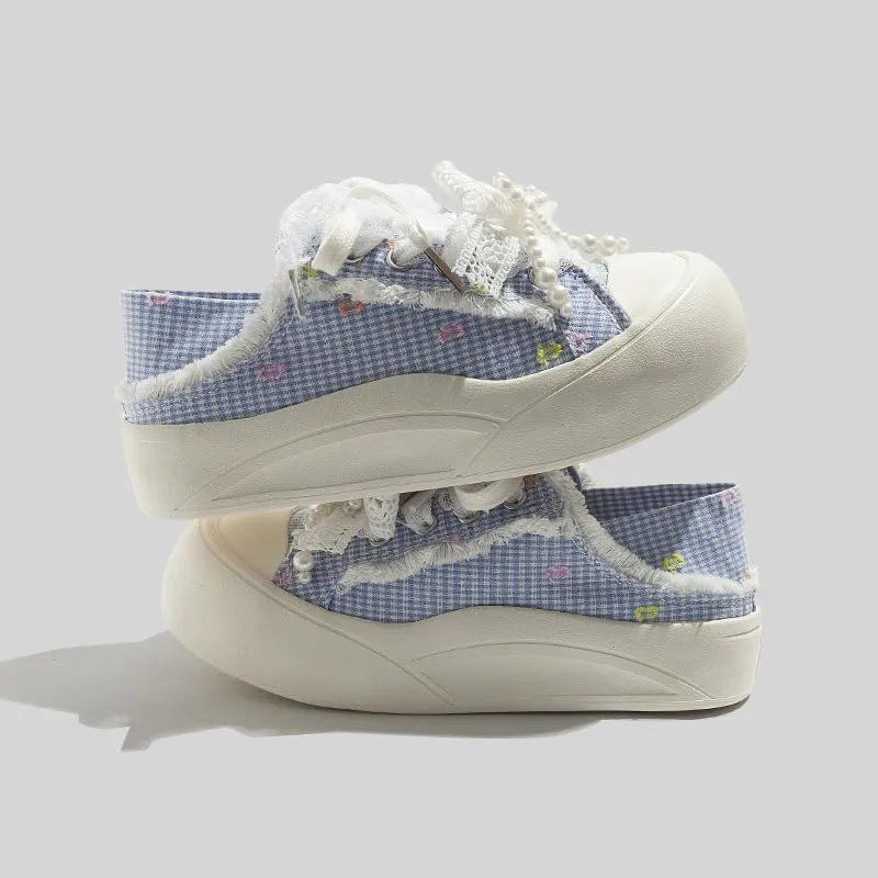 Women's Summer Plaid Canvas Shoes Fashion Casual