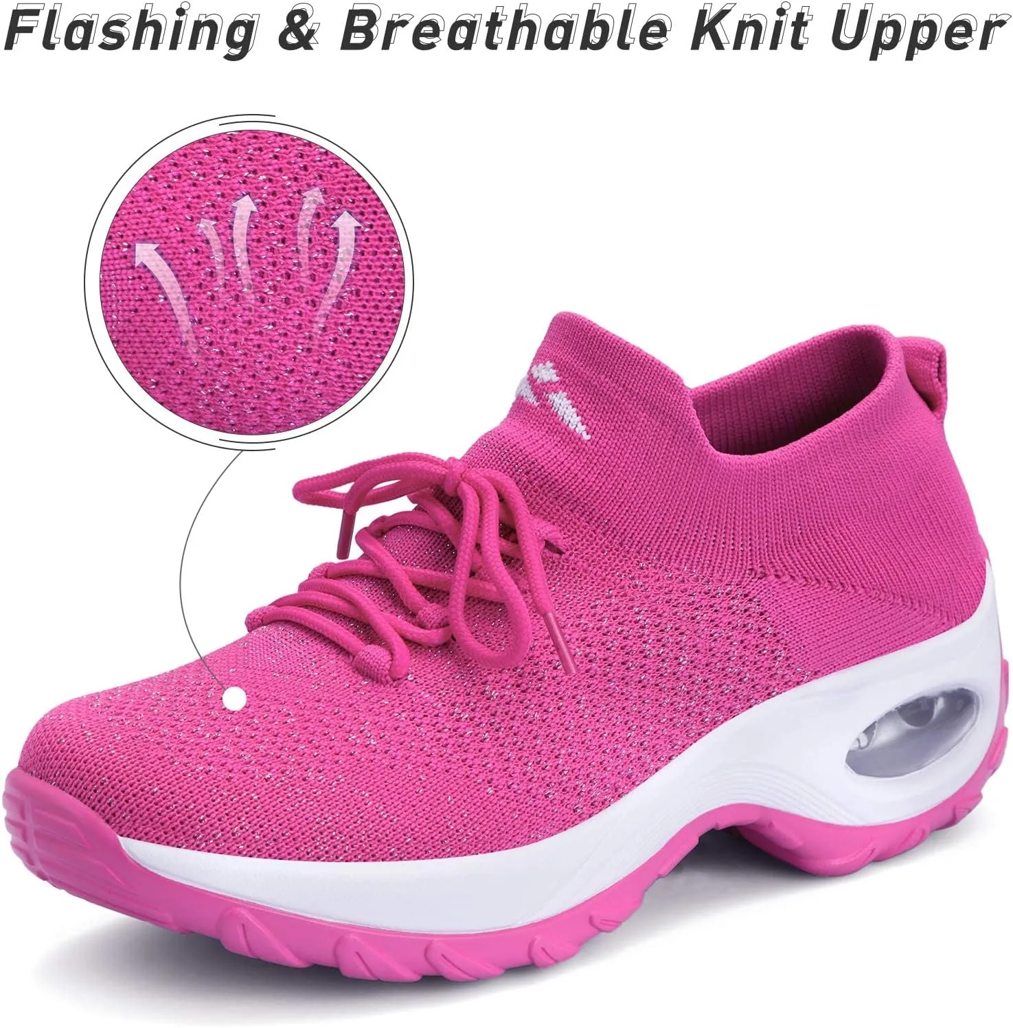 Women's Walking Shoes Sock Sneakers Slip on Mesh Air Cushion Comfortable Wedge Easy Shoes Platform Loafers