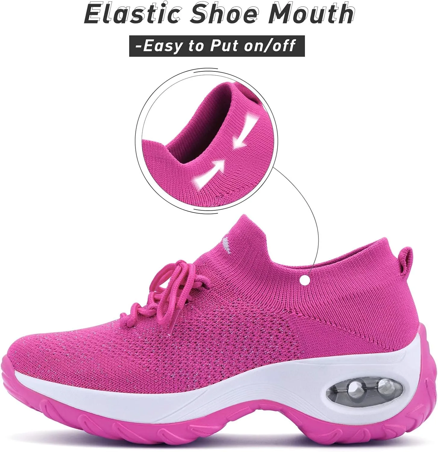 Women's Walking Shoes Sock Sneakers Slip on Mesh Air Cushion Comfortable Wedge Easy Shoes Platform Loafers