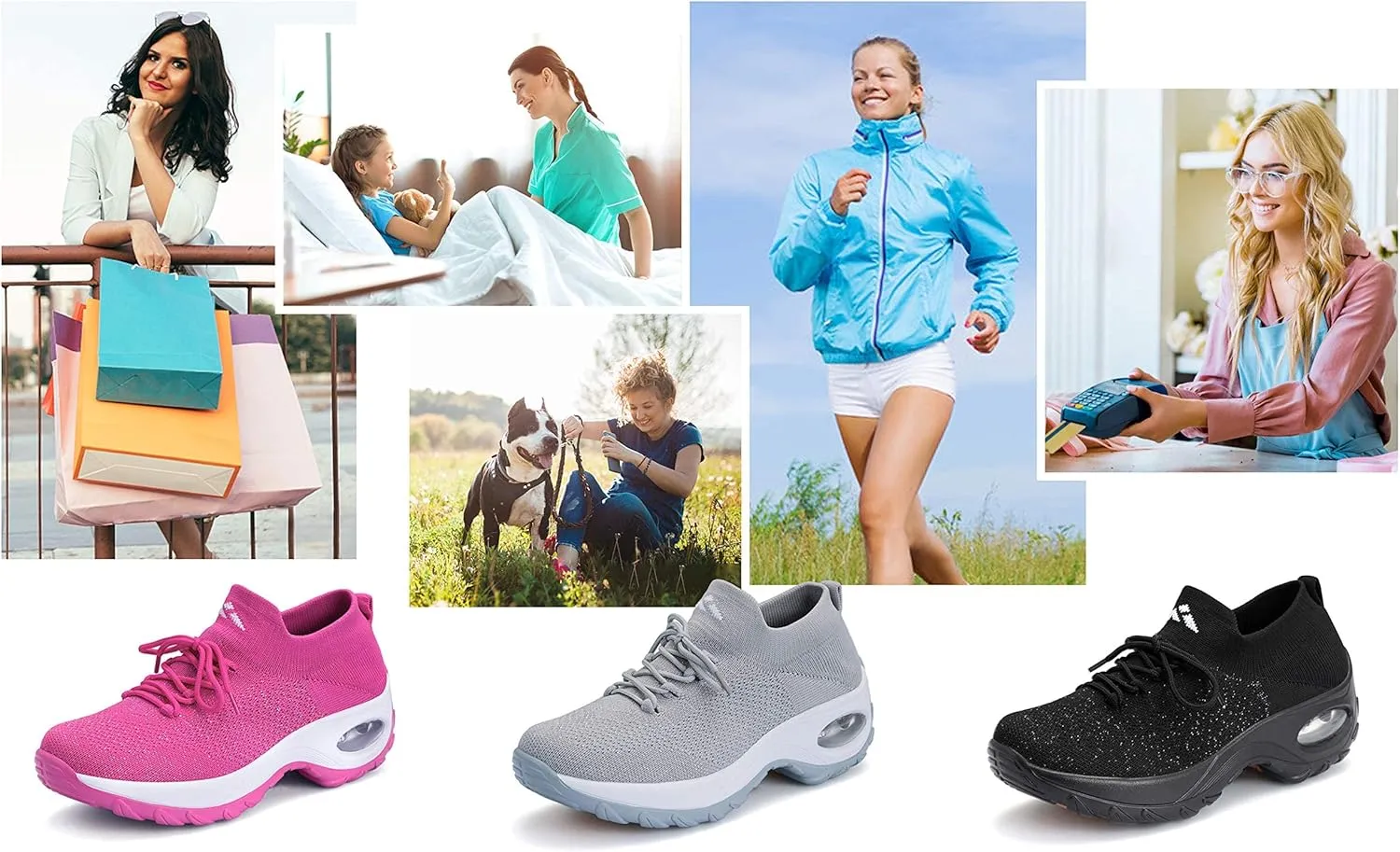 Women's Walking Shoes Sock Sneakers Slip on Mesh Air Cushion Comfortable Wedge Easy Shoes Platform Loafers