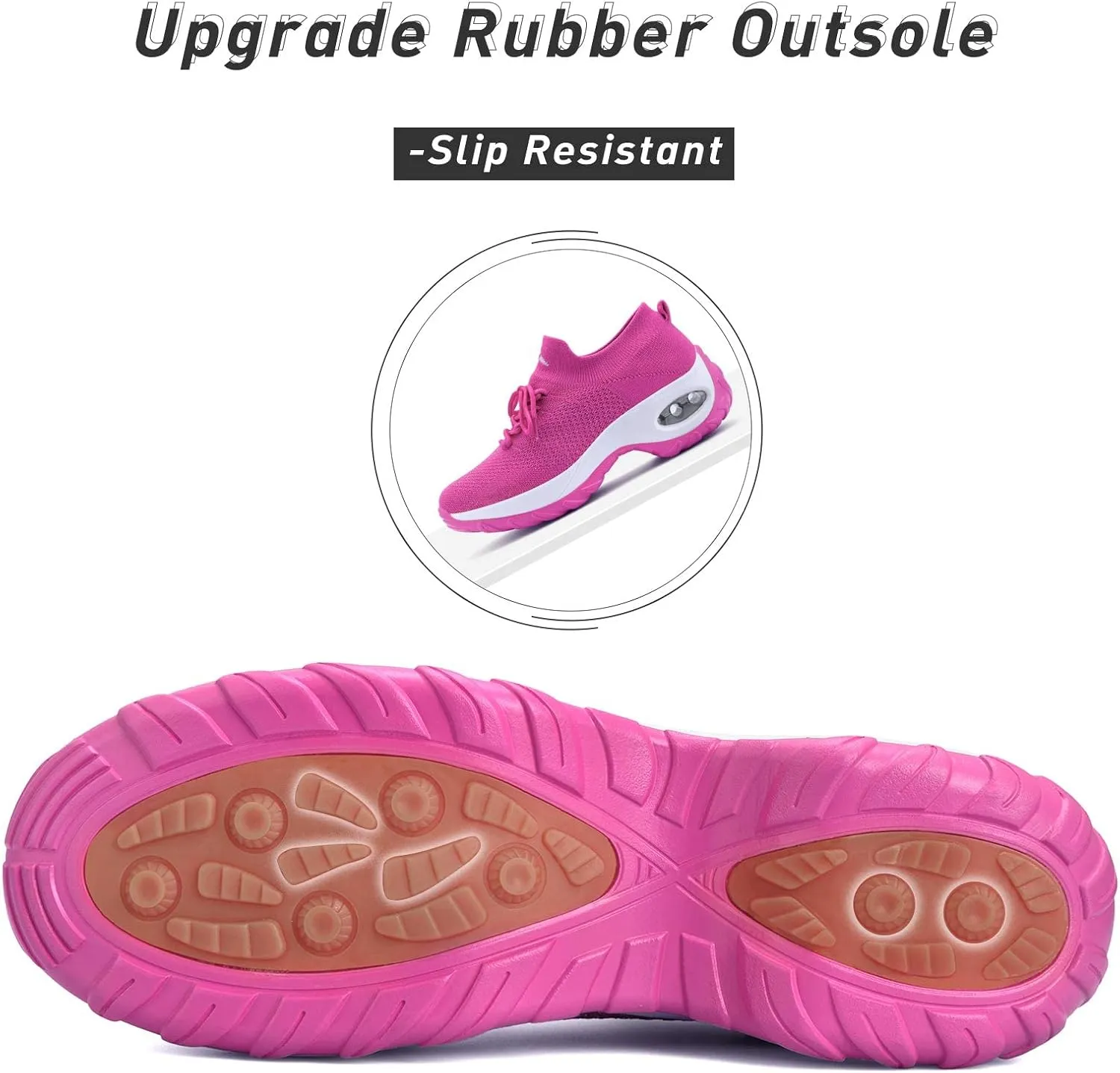 Women's Walking Shoes Sock Sneakers Slip on Mesh Air Cushion Comfortable Wedge Easy Shoes Platform Loafers