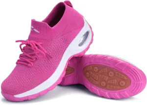 Women's Walking Shoes Sock Sneakers Slip on Mesh Air Cushion Comfortable Wedge Easy Shoes Platform Loafers